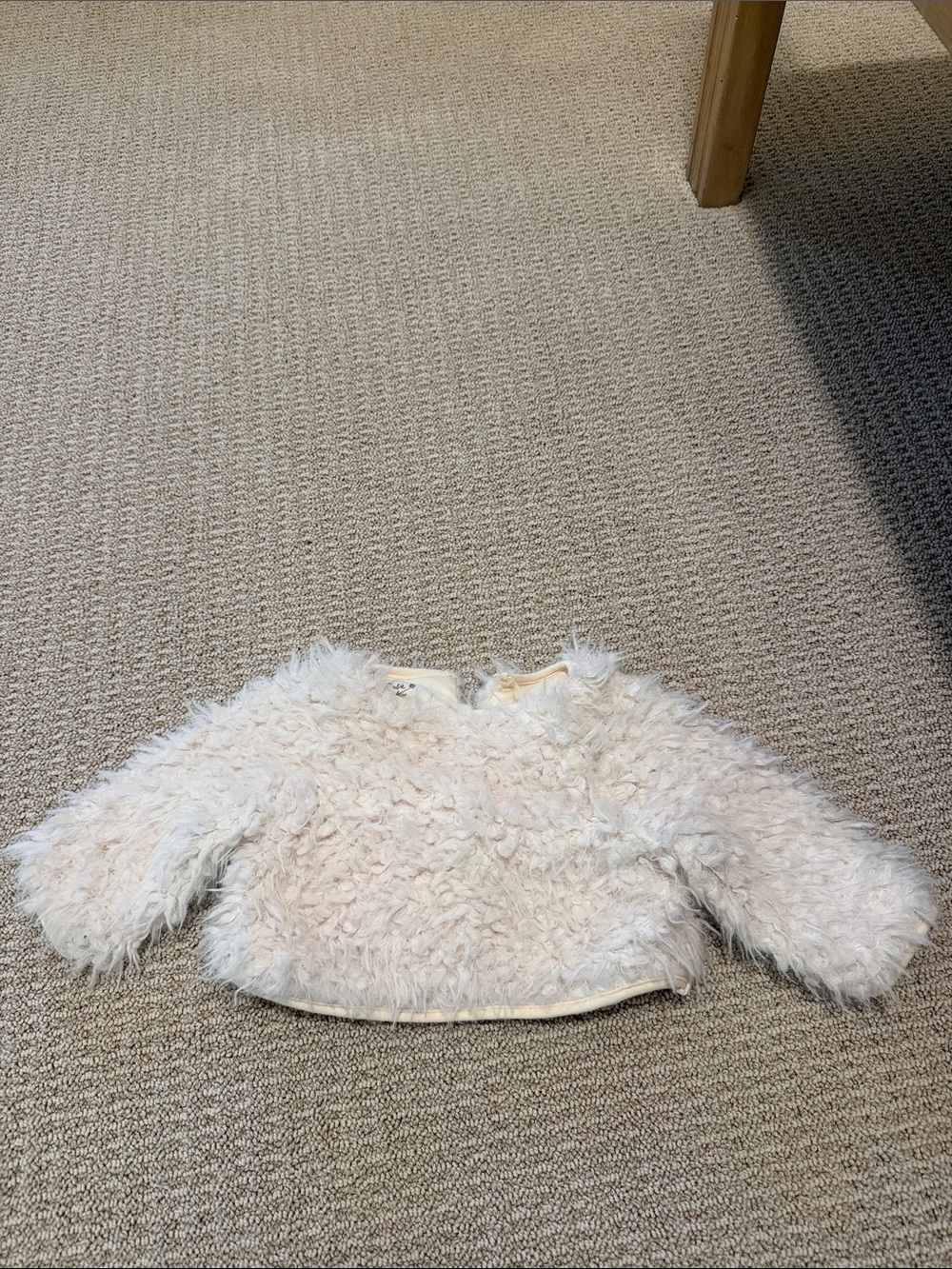 Pippa & Julie Cream Faux-Fur Kids Pullover